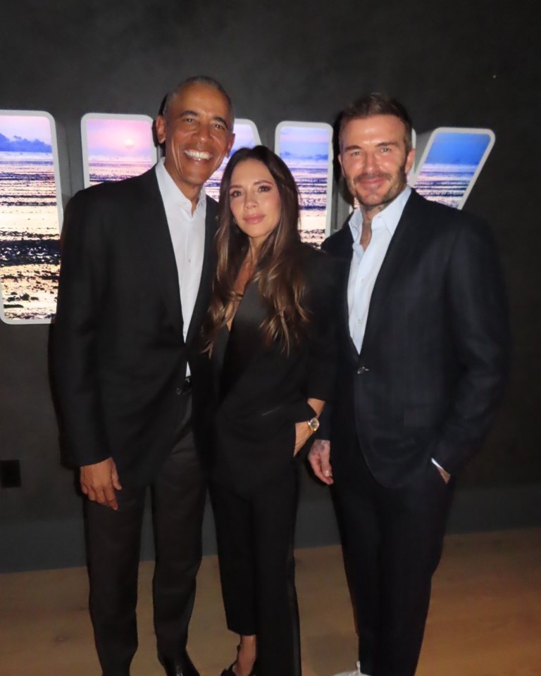 David and Victoria Beckham supporting Barack Obama's The Obama Foundation earlier this month in the US