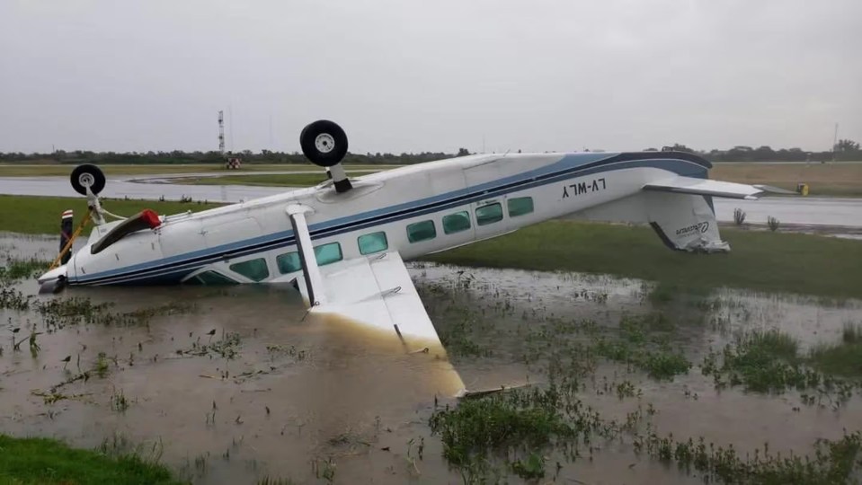 Another plane was completely turned over at the San Fernando airport in Argentina