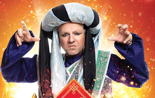 Rufus Hound in Aladdin pantomime costume.