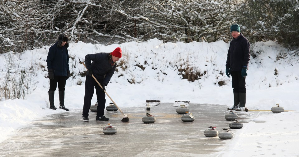 Members of the Muir of Ord Curling Club who held an outdoor bonspiel today as the North of Scotland continues to be very cold..pic Peter Jolly