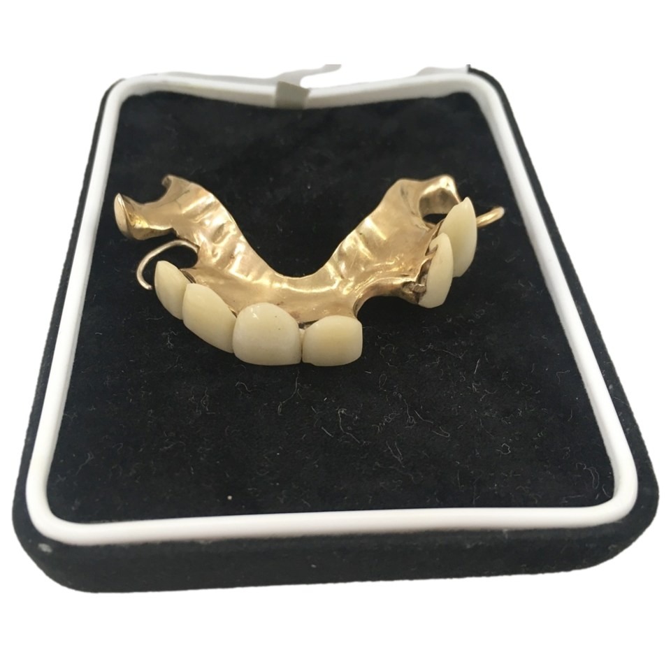 The upper dentures are one of several sets created for the wartime Prime Minister and were designed to preserve his natural lisp