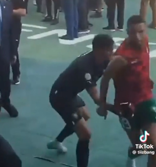 Morocco star Youssef En-Nesyri chased Mbemba down the tunnel