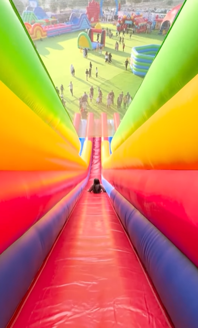 The Jumbo Castle took six months to design but just ten minutes to inflate