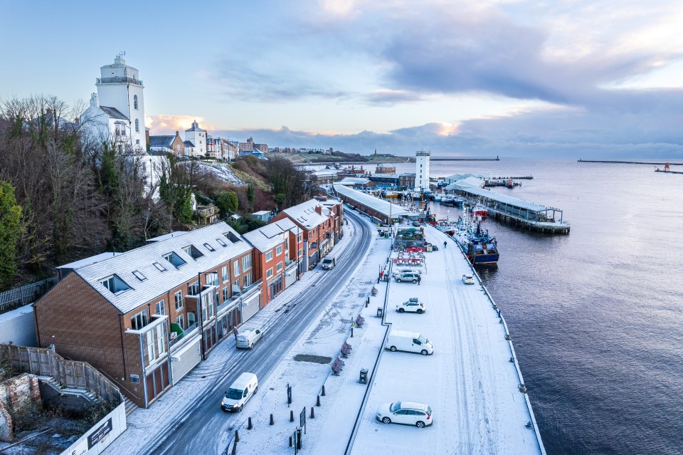Snowy weather around Whitley Bay Seafront this morning
