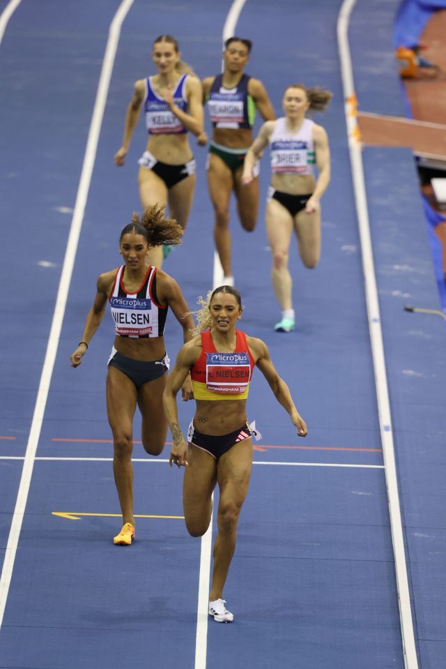 Laviai Nielsen pictured winning the 400m ahead of Lina in Birmingham this month
