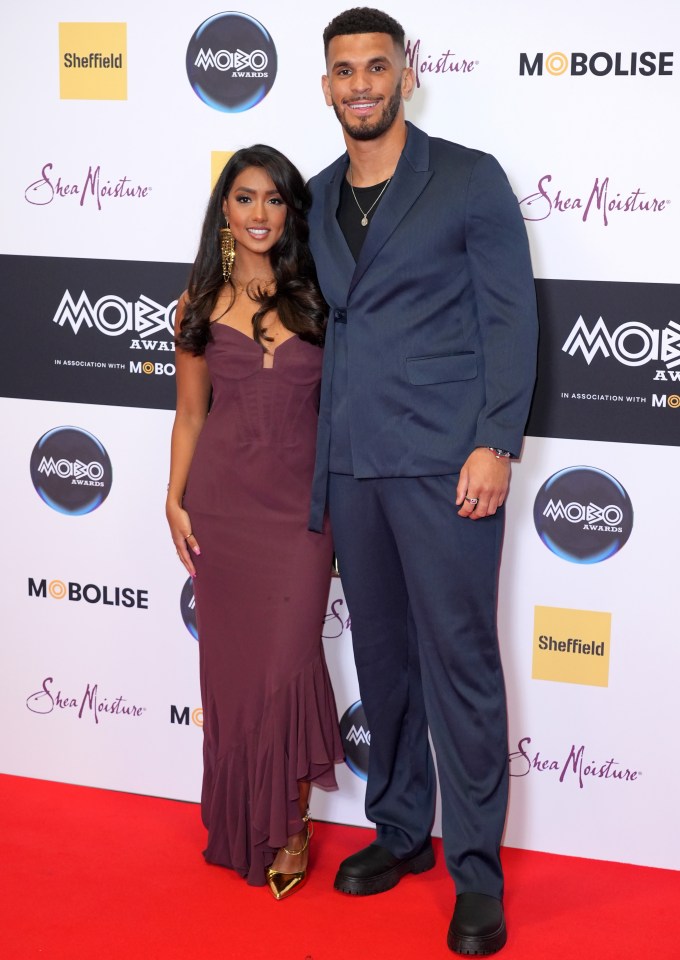 Love Island Winners Sanam and Kai arm in arm at the 2024 MOBO Awards