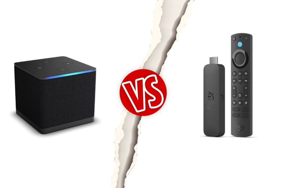 Comparison of a smart speaker and a Fire TV streaming stick.