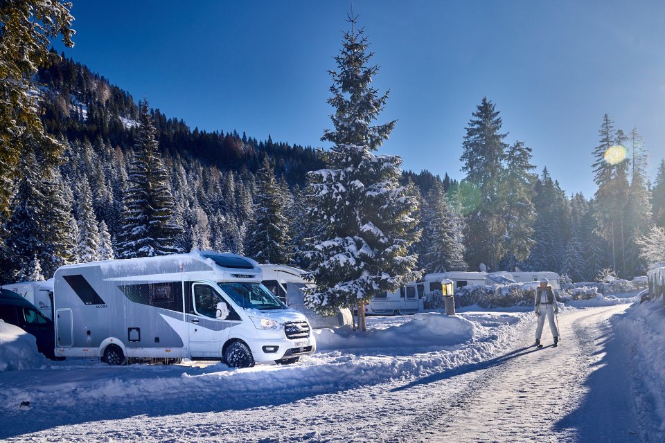 Driving through the Dolomites with day-time 'highs' of -7C the Italian mountain roads were, however, free of snow and ice