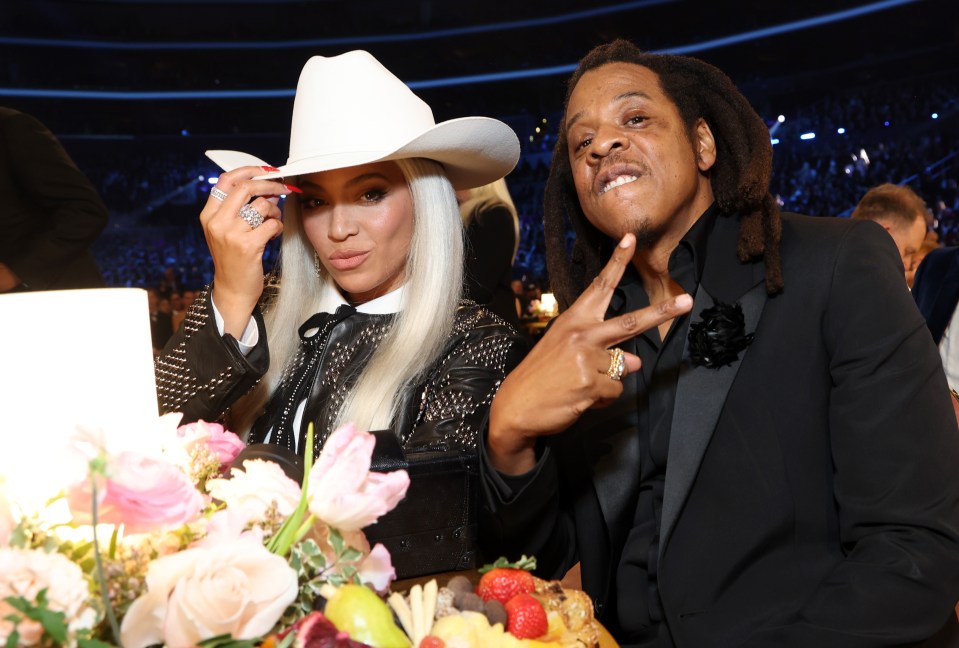 Beyonce with husband Jay-Z at this month’s Grammys