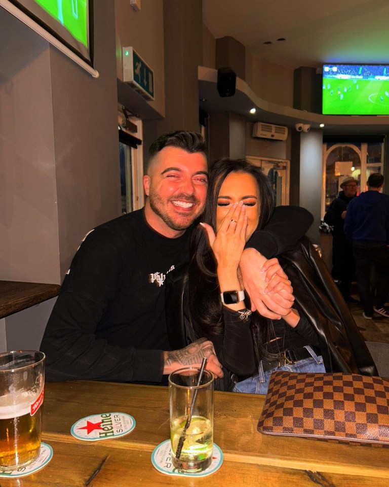 Kent native and mother-of-one Hannah also flashed a ring while Luke couldn't hide his happiness