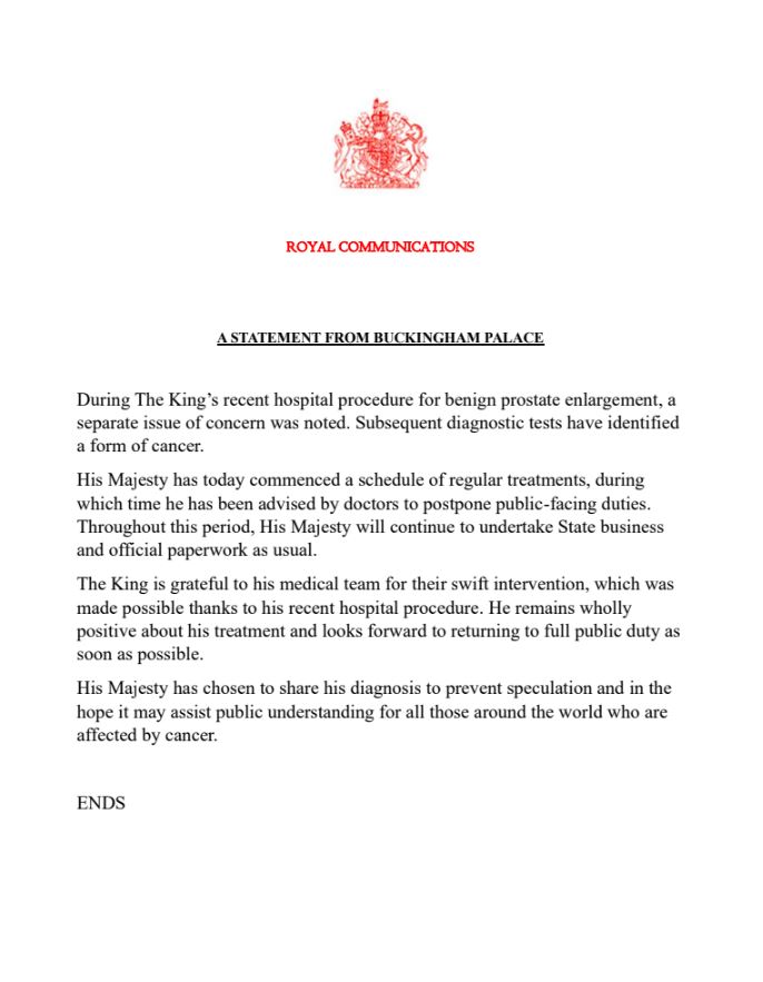 Harry shared his hopes that Charles’ cancer fight will heal the royal rift