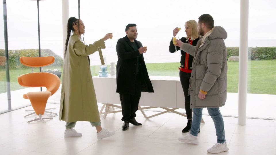 Snoochie Shy, Danny Miller, Naughty Boy and Louise Minchin met inside the house on I'm A Celeb