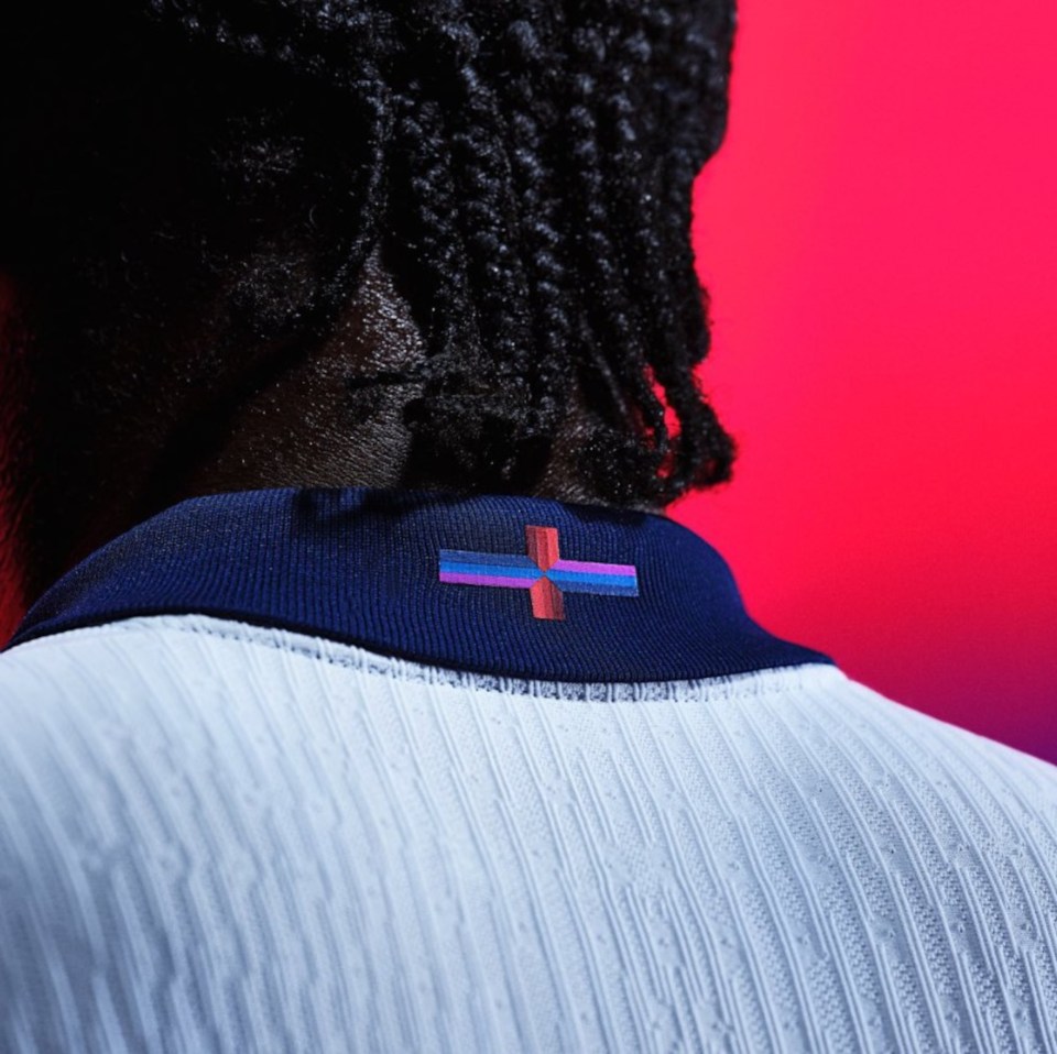 England's new kit has a changed St George's flag on it