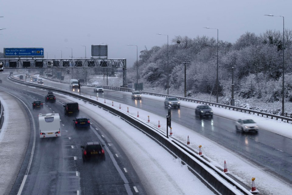 Snow on March 2 made for tricky driving conditions on the M5 near Bristol