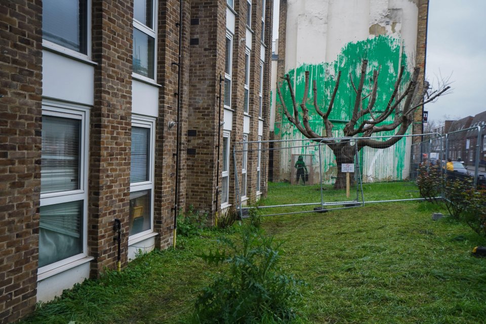  Banksy's latest artwork which was vandalised two days later