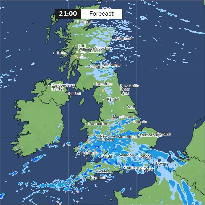 A large band of heavy rain set to lash the UK on Saturday