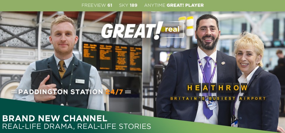 an ad for great real shows a man and a woman