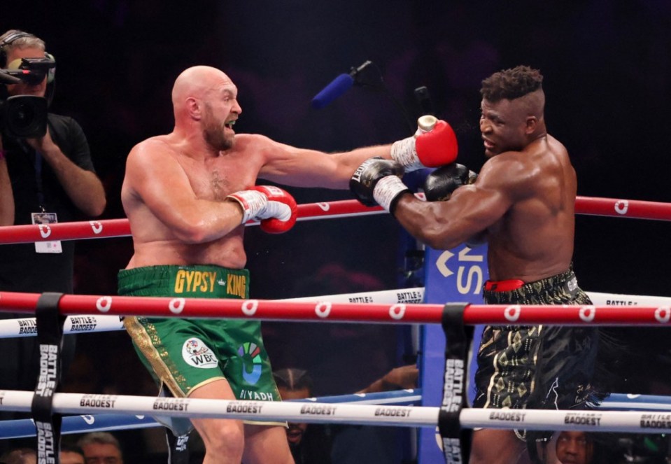 Boxing - Tyson Fury v Francis Ngannou - Riyadh Arena, Riyadh, Saudi Arabia - October 28, 2023 Tyson Fury in action against Francis Ngannou during the WBC Heavyweight Title fight REUTERS/Ahmed Yosri