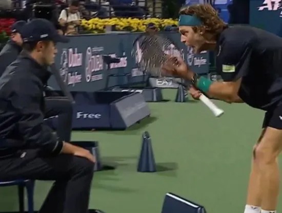 Andrey Rublev raged at a line judge during his match in the Dubai Open