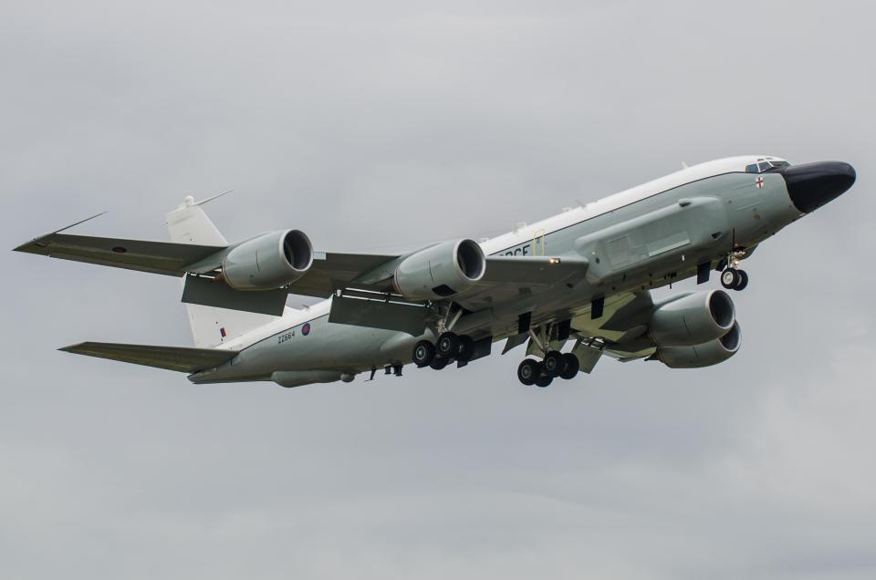 An RAF Boeing RC-135W Rivet Joint - scrambled alongside a US jet on Thursday