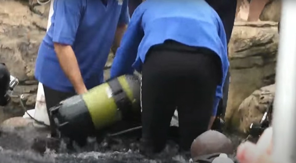 The badly wounded man was pulled to safety after surviving the vicious attack