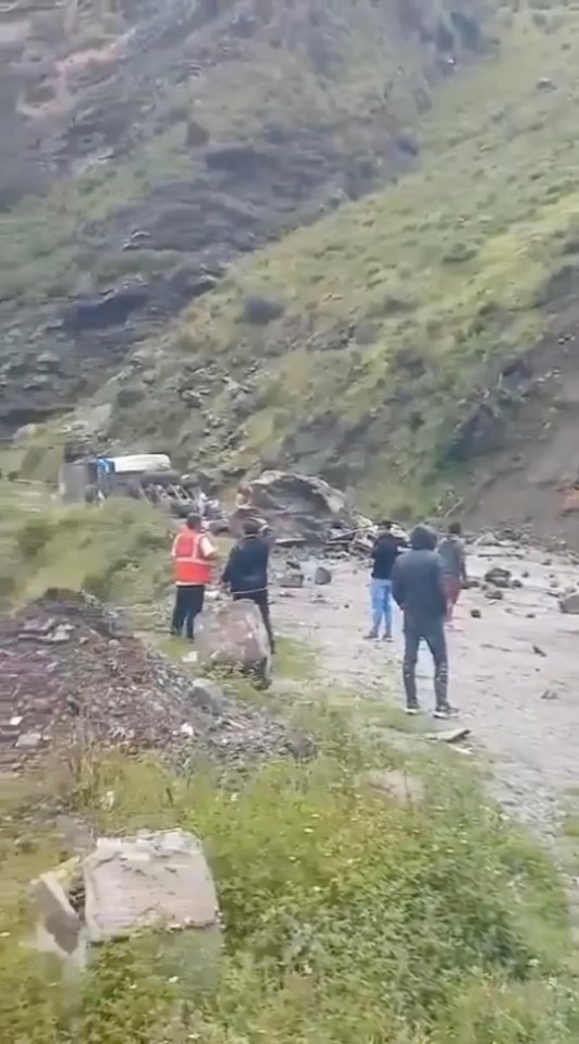 Locals taking a look at the incident