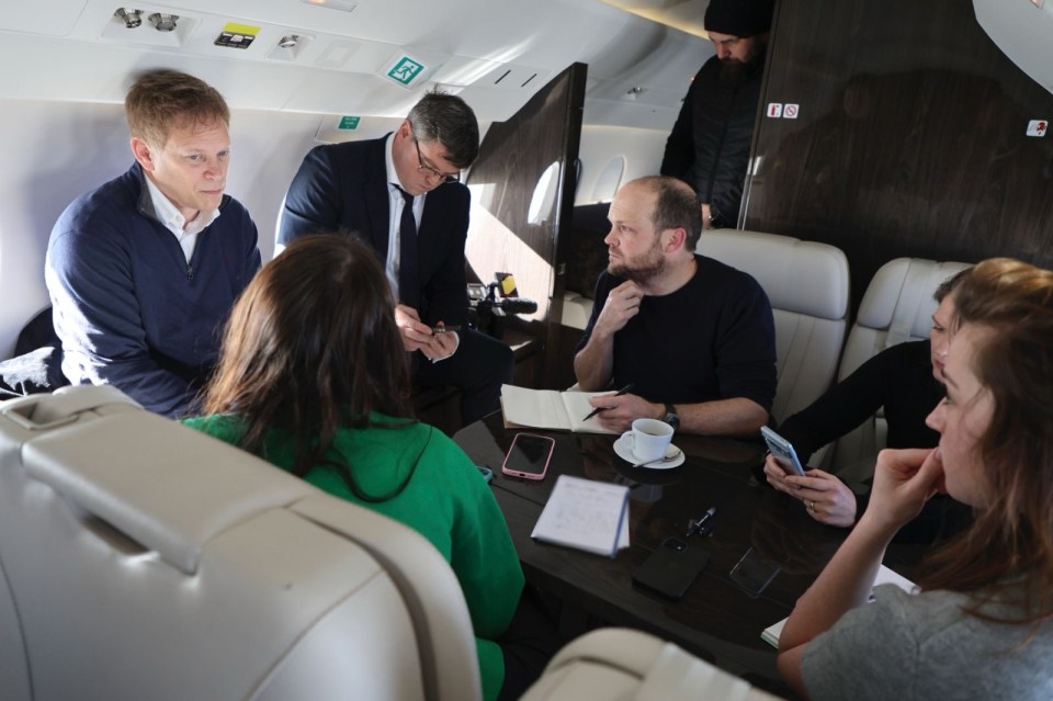 Sun man Jerome Starkey onboard the RAF jet with Grant Shapps