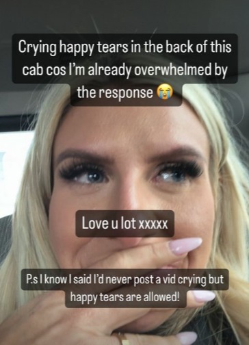Chloe Burrows has snapped a selfie while crying