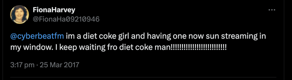 Fiona declared herself a 'diet coke girl' just like on the show back in 2017