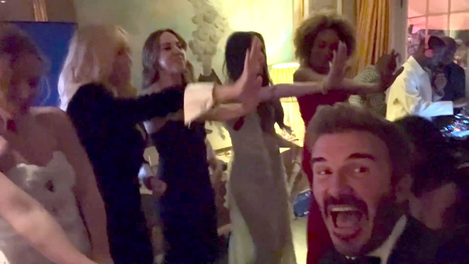 The Spice Girls performed a routine at Victoria's birthday bash