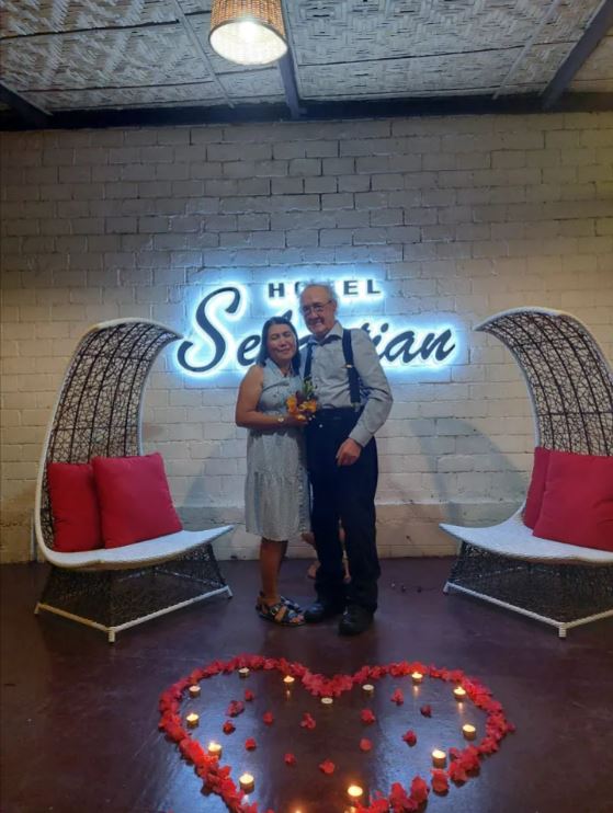 The pair got engaged on John's first trip to the Philipinnes