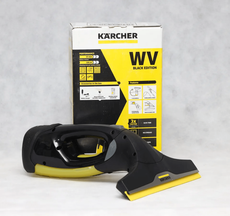 a black and yellow karcher wv black edition vacuum cleaner