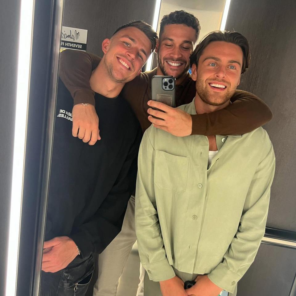 Mitch with the boys, his fellow Love Island contestants Callum and Casey