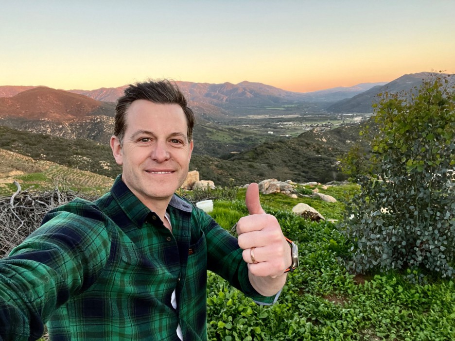 Pictured: Matt on flower farm in the California hills