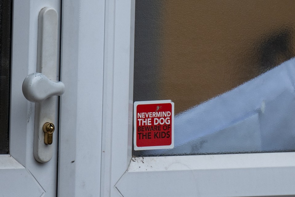A sticker was spotted in the home's window