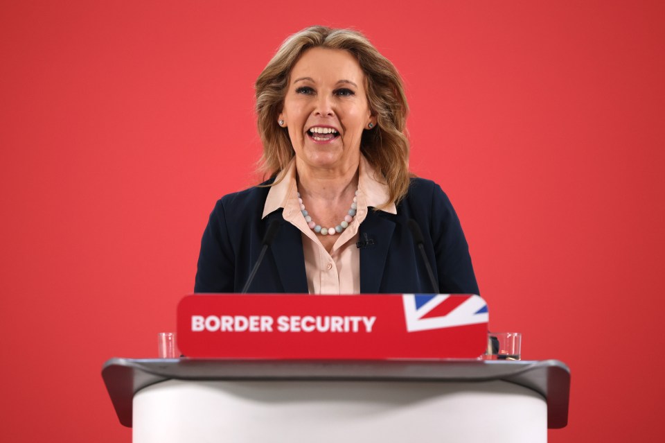DOVER, ENGLAND - MAY 10: MP for Dover Natalie Elphicke speaks during a press conference on May 10, 2024 in Dover, England. The Labour leader announced plans for border security and tackling the issue of small boat crossings. Starmer is expected to announce plans for a new Border Security Command, new counter-terror powers, and new specialist enforcement officers and investigators as part of pledge to change what he calls the Conservative Party's 'talk tough, do nothing culture' on border control. Labour says part of the proposals would be funded by diverting money currently being used for the government's Rwanda deportation policy. (Photo by Dan Kitwood/Getty Images)