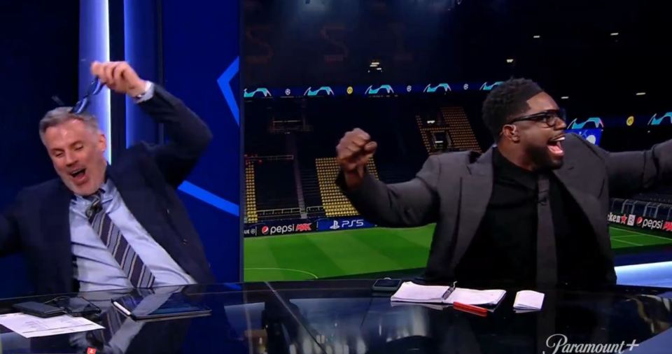 Micah Richards cheered in celebration after the reveal