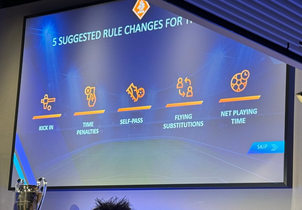 The Dutch FA have proposed five new rules for football