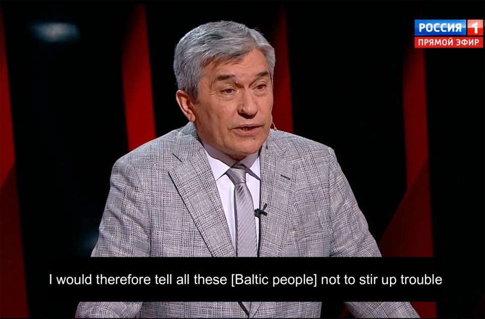 Reserve Major-General Nikolay Plotnikov, Doctor of Political Sciences at the Institute of Oriental Studies threatened Russia will capture three cities - Narva in Estonia, Daugavpils in Latvia and Klaipeda in Lithuania. - as part of Russia’s ‘historic assets’ on air of Russian Federal TV