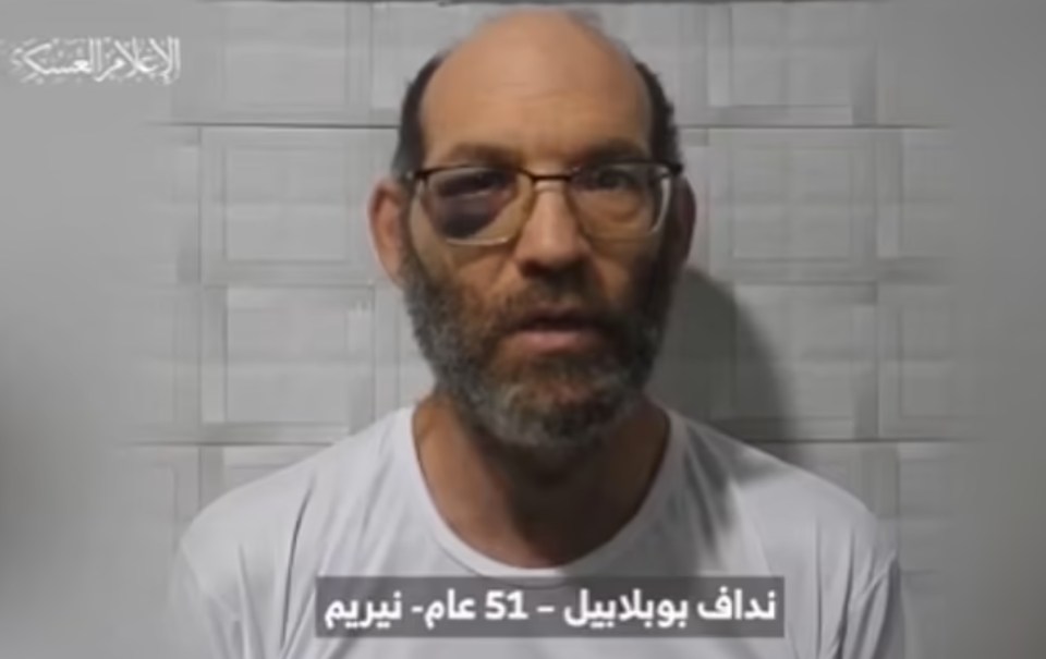 Footage showing hostage Nadav Popplewell was released on Saturday