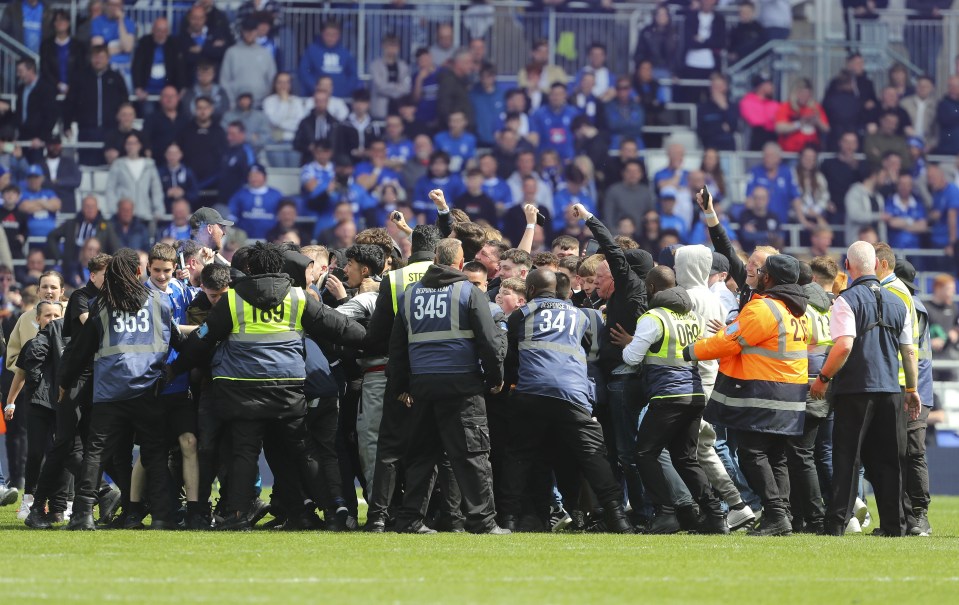 Supporters chanted angrily as stewards intervened