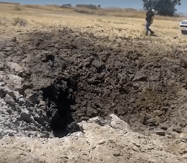 A huge crater was found in the town of Kfar Saba thought to be due to a rocket impact