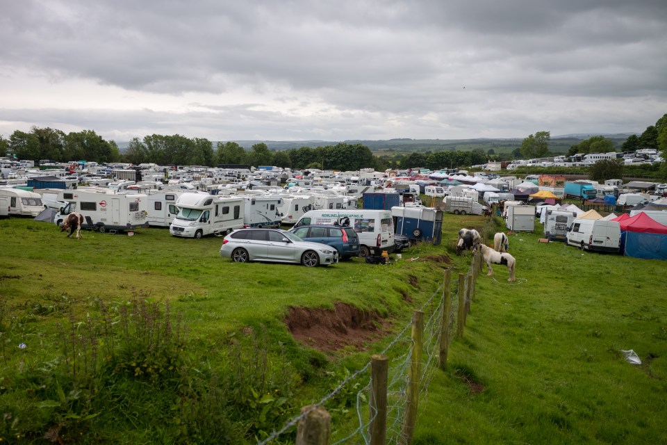 Hundreds of caravans were seen parked at Appleby Horse Fair on Saturday