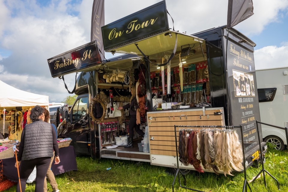 A stall selling accessories at the fair site on Saturday