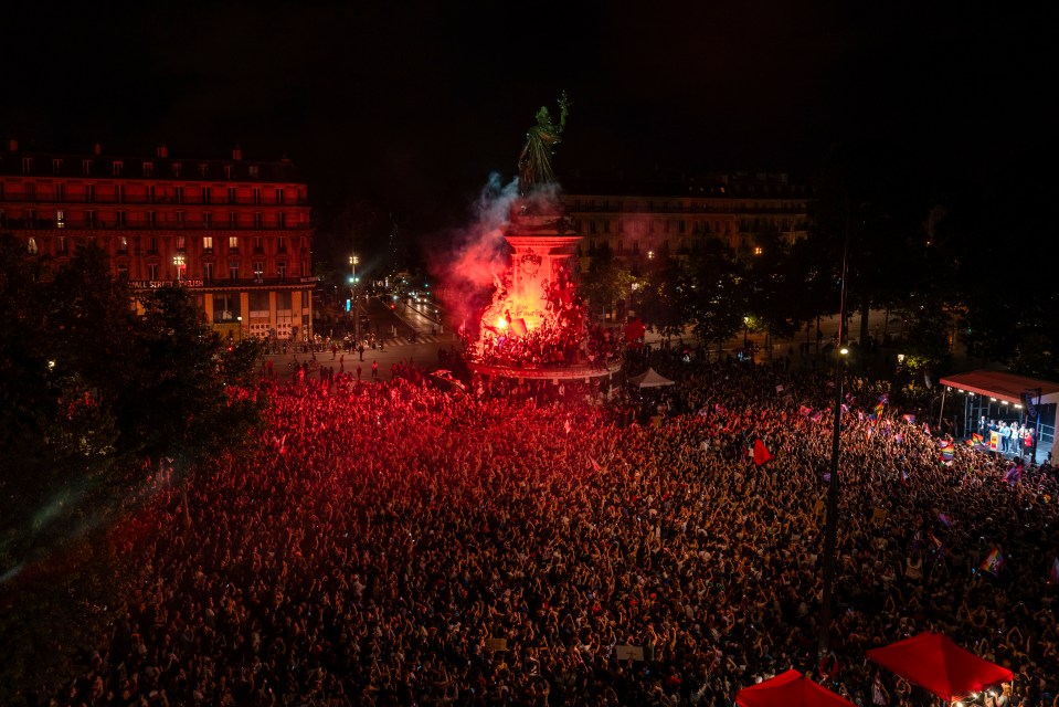 Hundreds of left-wing protesters gathered in Paris