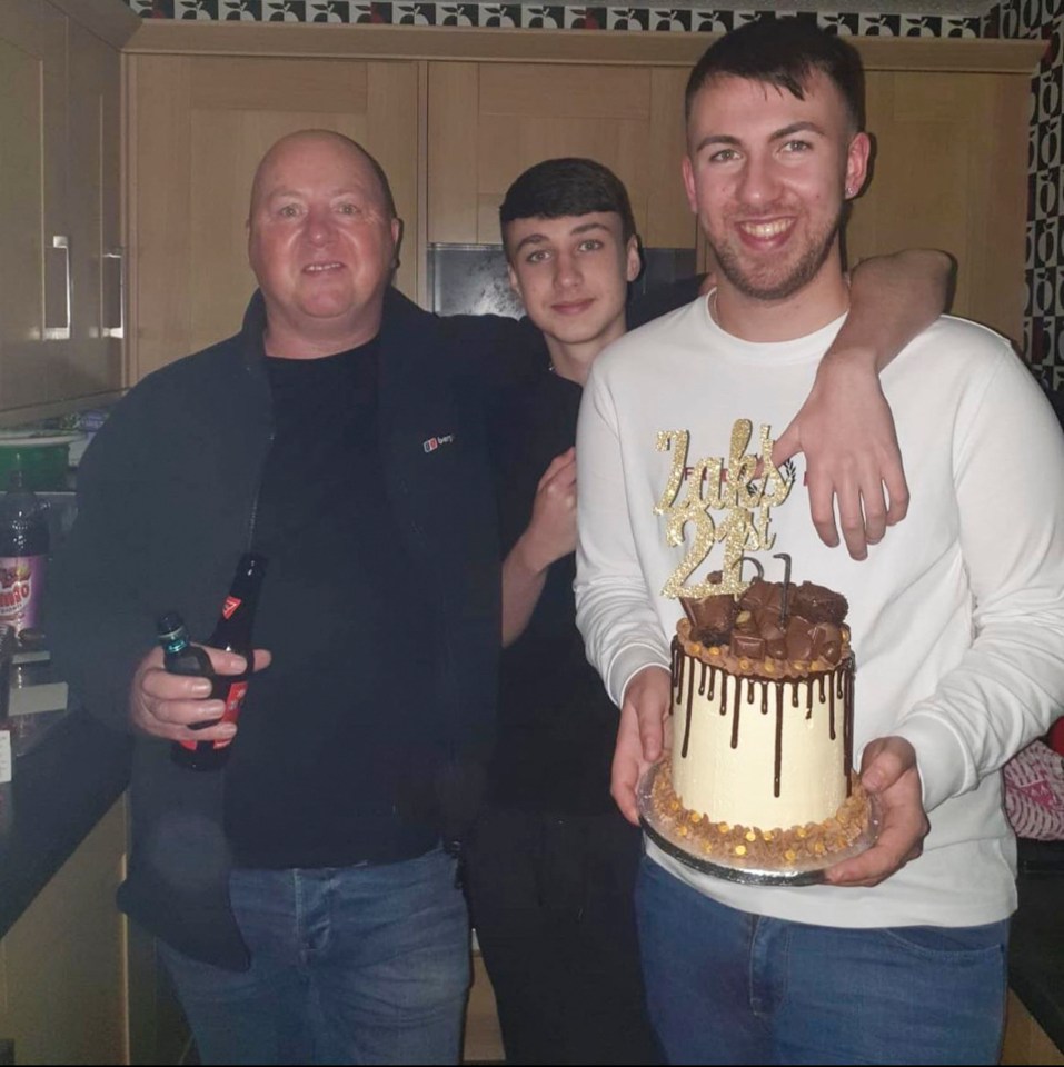 Jay with Zak and father Warren celebrating Zak's 21st birthday