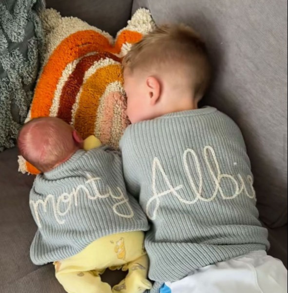 Laura and Jason's children Monty and Albie