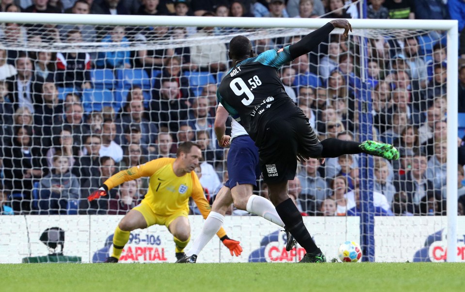 Bolt started the game as a striker and had a couple of good chances to score