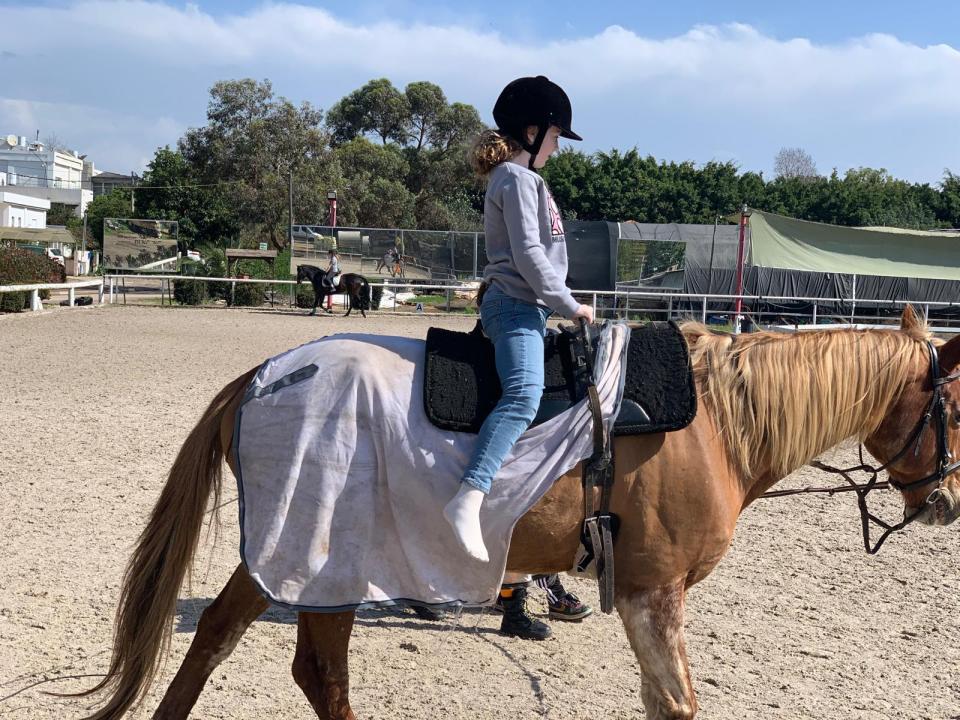The youngster has been doing horse riding therapy to feel more in control