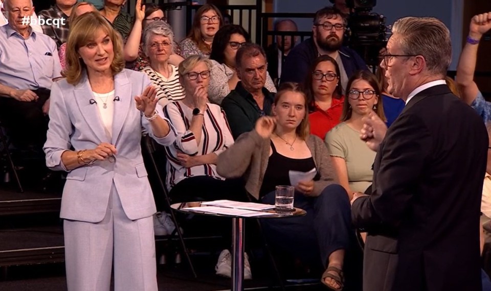 Host Fiona Bruce questions Keir Starmer in the BBC grilling
